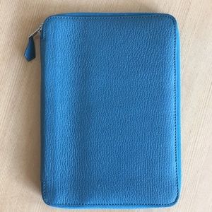 Hermes Globe Trotter Agenda Leather Zip Bleu Agate